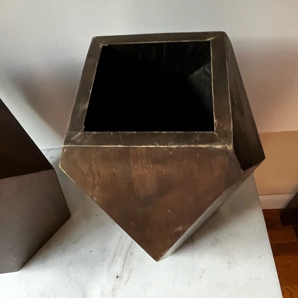 Wood Vase/Planter Geometric Mid Century Design Boho minimalist 11.6” set 2…